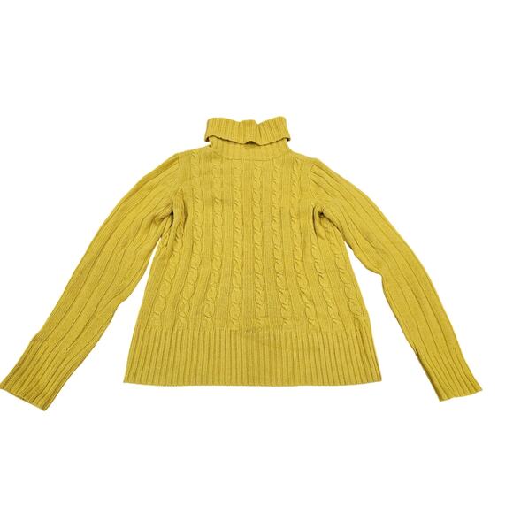 J. Crew Sweater Womens S Yellow Merino Angora Blend Turtleneck Cable knit preppy - Picture 1 of 5